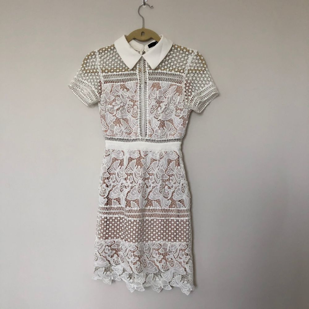 Aqua Embroidered Dress with Collar